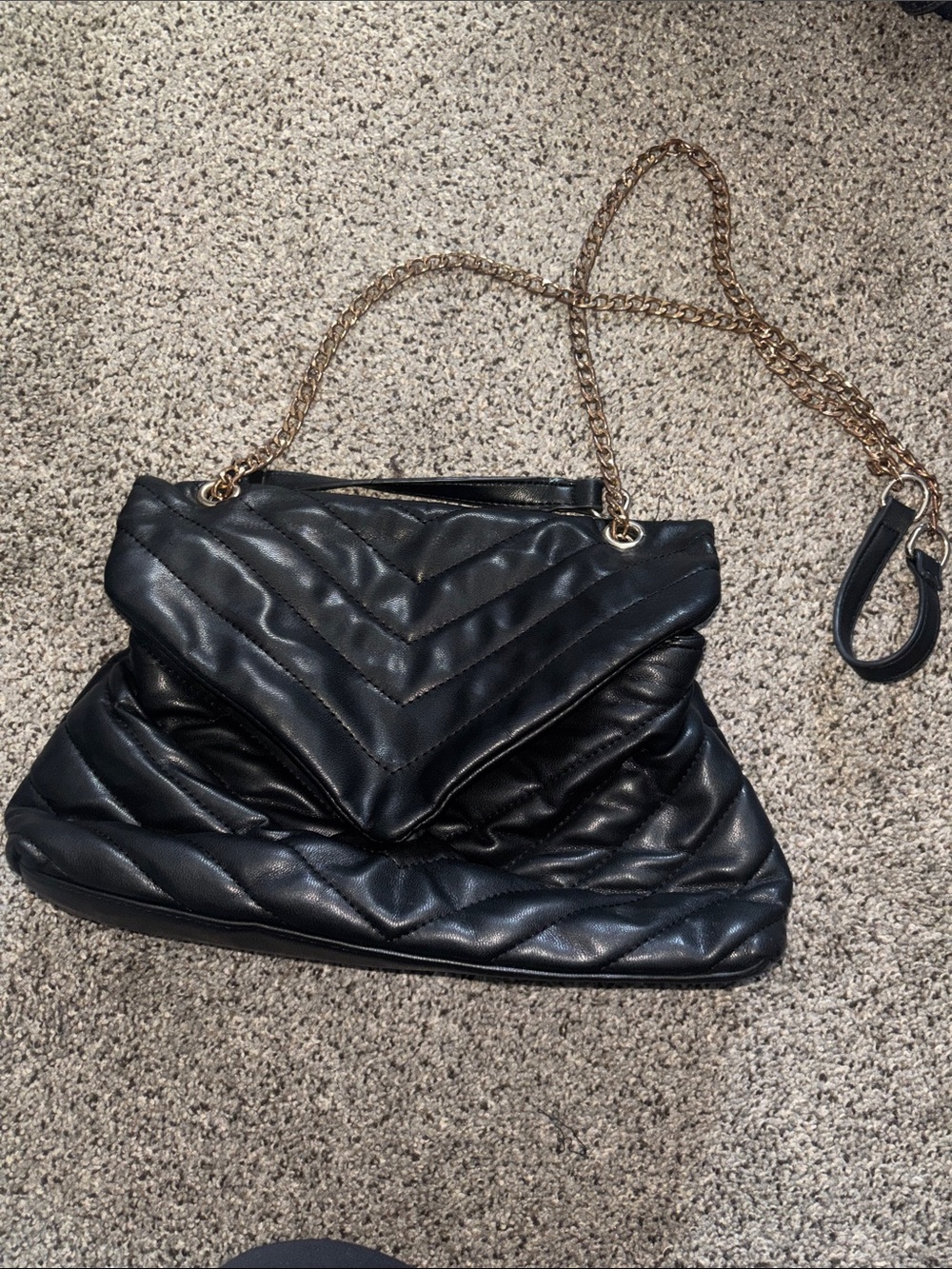 Quilted Black Chain-Handle Shoulder Bag